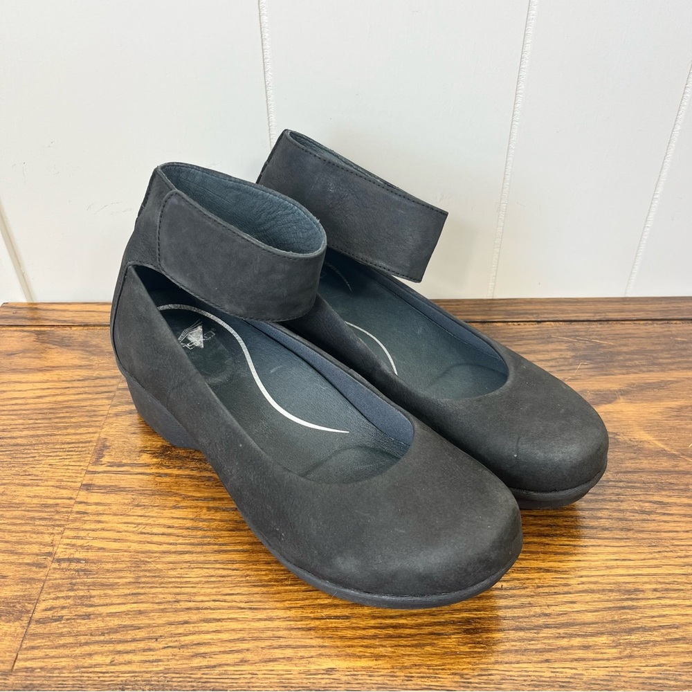 Dansko Black Wedge Shoes Ankle Strap